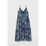 H&M Długa sukienka z bawełną - Dekolt w serek - Bez rękawów - 0872844001 Ciemnoniebieski/Pejzaż