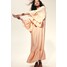 H&M Tunikowa sukienka z frędzlami - Okrągły dekolt - Długi rękaw - 1217807003 Brzoskwinioworóżowy