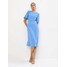 Mohito Niebieska sukienka midi z bufiastymi rękawami 096CH-05X