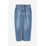 H&M Dżinsowa spódnica z rozcięciem - Bardzo wysoki stan - Midi - 1170365004 Niebieski denim