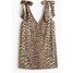 H&M Trapezowa sukienka na ramiączkach - Dekolt w serek - Bez rękawów - 1245729005 Beige/Leopard print