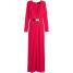H&M Długa sukienka w serek 0369586002 Czerwony