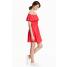 H&M Sukienka z odkrytymi ramionami 0377687003 Koralowoczerwony