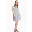 H&M Sukienka z odkrytymi ramionami 0377687003 Biały/Paski