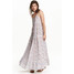 H&M Wzorzysta sukienka maxi 0403756001 Biały/Kwiaty