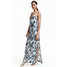 H&M Jedwabna sukienka we wzory 0398508001 Naturalna biel