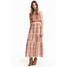 H&M Długa sukienka z szyfonu 0406981001 Naturalna biel/Czerwone kwiaty