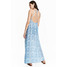 H&M Sukienka maxi 0389015001 Niebieski/Biały wzór