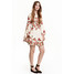 H&M Sukienka z szerokimi rękawami 0406991001 Naturalna biel/Czerwone kwiaty