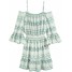 H&M Sukienka z odkrytymi ramionami 0406270003 Naturalna biel/Zielony