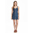 H&M Krótka dżinsowa sukienka 0407659001 Ciemnoniebieski denim