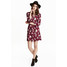 H&M Sukienka ze sznurowaniem 0406419002 Ciemnoczerwony/Róże