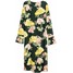 H&M Sukienka z krepy 0401689006 Ciemnozielony/Kwiaty