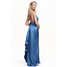 H&M Długa sukienka z satyny 0437429003 Niebieski