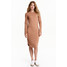 H&M Dżersejowa sukienka 0413521003 Ciemnobeżowy