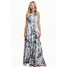 H&M Długa sukienka z satyny 0437418001 Jasnoszary/Wzór