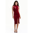 H&M Welurowa sukienka bez rękawów 0447000003 Ciemnoczerwony