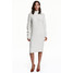 H&M Dzianinowa sukienka z golfem 0404869004 Naturalna biel melanż