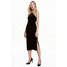 H&M Kreszowana sukienka z aksamitu 0437441001 Czarny