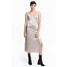 H&M Plisowana sukienka 0475221001 Srebrny metalik