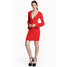 H&M Dżersejowa sukienka w serek 0429271006 Czerwony