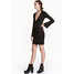 H&M Dżersejowa sukienka w serek 0429271006 Czarny