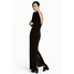 H&M Długa suknia z aksamitu 0446185001 Czarny