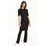 H&M Dżersejowa sukienka w prążki 0472463001 Czarny