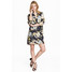 H&M Sukienka z dekoltem w serek 0484638001 Ciemnoniebieski/Kwiaty