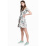 H&M Sukienka z marszczeniem 0481148009 Biały/Kwiaty