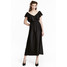 H&M Długa sukienka z falbanami 0484241001 Czarny
