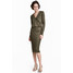 H&M Kopertowa sukienka 0515078002 Ciemna zieleń khaki