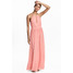H&M Długa sukienka plisowana 0490167002 Jasnoróżowy