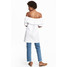 H&M Sukienka z odkrytymi ramionami 0535662002 Biały