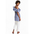 H&M Krótka sukienka z falbaną 0541537001 Niebieski/Biała krata