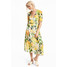 H&M Szyfonowa sukienka 0525602001 Biały/Żółty wzór