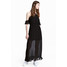 H&M Długa sukienka z szyfonu 0491292007 Czarny