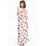 H&M Długa sukienka z szyfonu 0491292008 Naturalna biel/Kwiaty