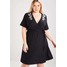 New Look Curves EMROIDERED WRAP Sukienka letnia black N3221C058