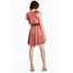 H&M Sukienka z falbankowym rękawem 0509637001 Antyczny róż