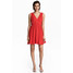 H&M Sukienka w serek 0490225003 Czerwony