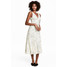 H&M Sukienka z dekoltem w serek 0535789002 Naturalna biel/Ptaki