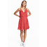 H&M Kopertowa sukienka z falbanami 0494023004 Czerwony/Kropki