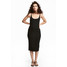 H&M Sukienka z dżerseju w prążki 0526029001 Czarny