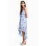 H&M Sukienka z odkrytymi ramionami 0406181001 Jasnoniebieski/Kwiaty