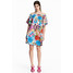 H&M Sukienka z odkrytymi ramionami 0558013001 Biały/Kwiaty