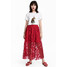 H&M Tiulowa spódnica z haftem 0545912002 Czerwony