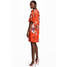 H&M Sukienka z falbankowym rękawem 0557485003 Czerwony/Kwiaty