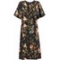 H&M Sukienka z krótkim rękawem 0534205002 Czarny/Kwiaty