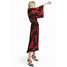 H&M Szyfonowa sukienka 0534258001 Czarny/Czerwone kwiaty